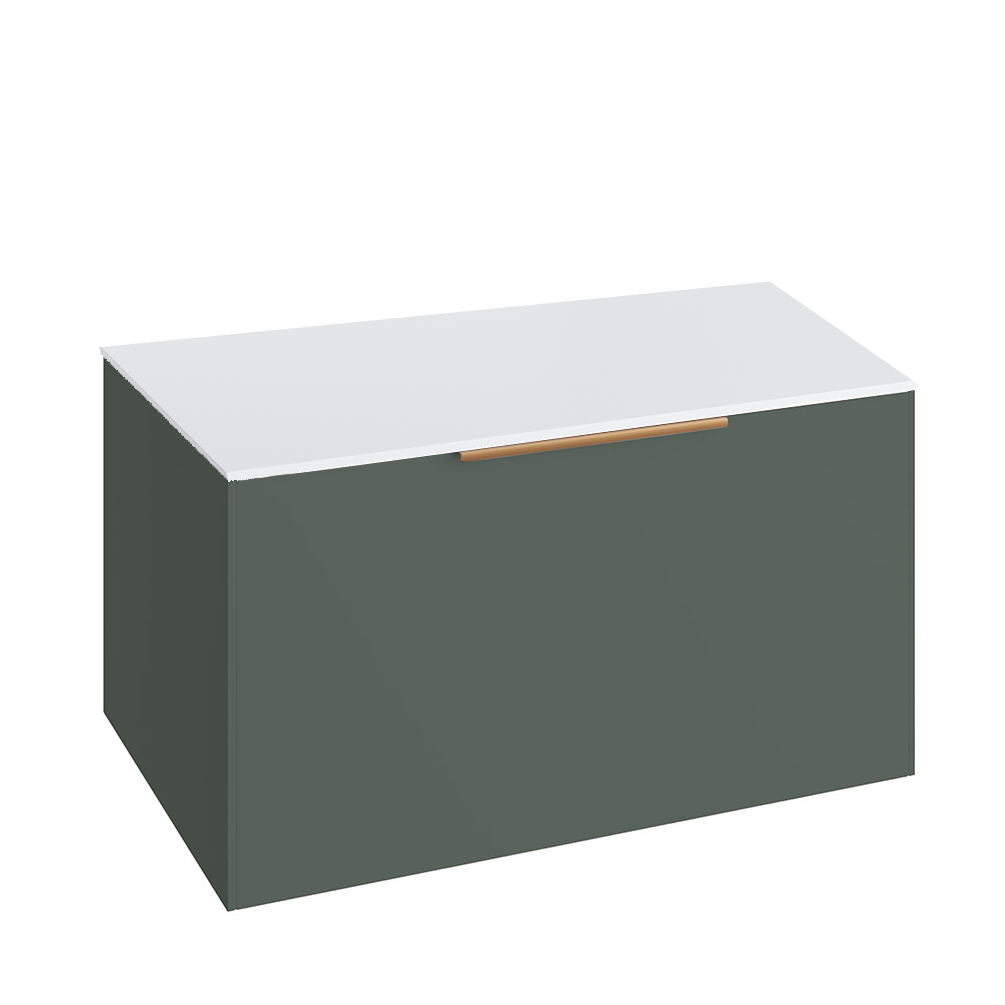 Abacus Concept Sit On Sage Green 800mm Vanity Unit - Matt White Countertop